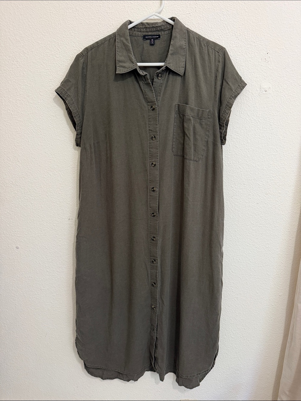 Universal Standard Button-Front Shirt Dress - Olive Green